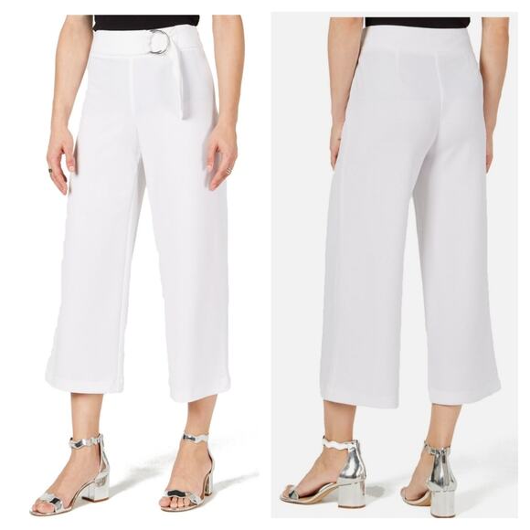INC International Concepts O-Ring Culotte Wide Leg Pants White size 14 - Picture 1 of 9